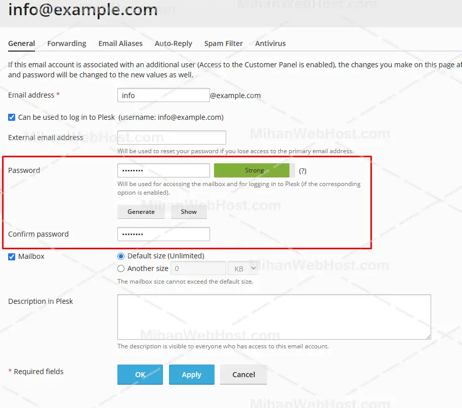 آموزش تغییر رمز عبور اکانت ایمیل در پلسک