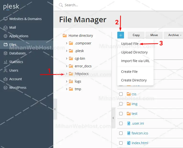 آموزش آپلود و قرار دادن فایل برای دانلود در کنترل پنل Plesk